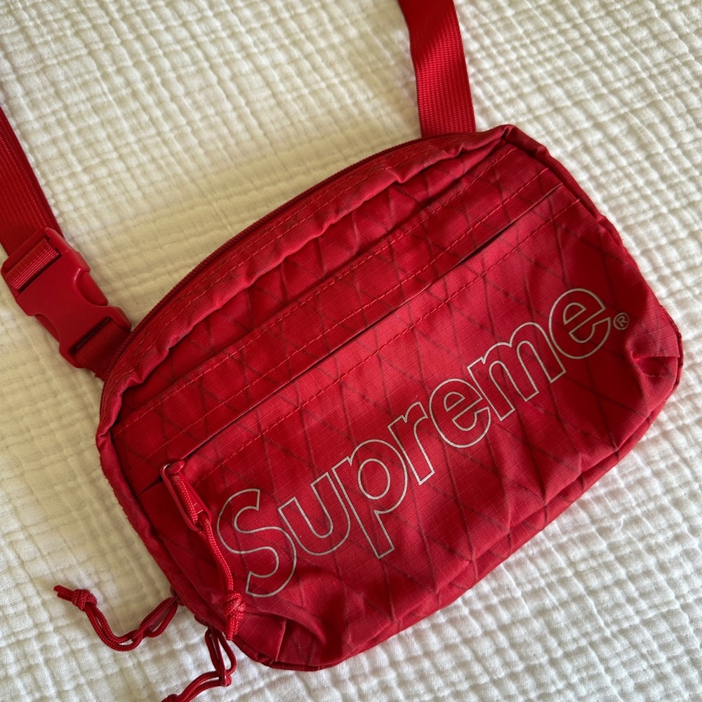 Supreme Red Quilted Crossbody Waist Pouch